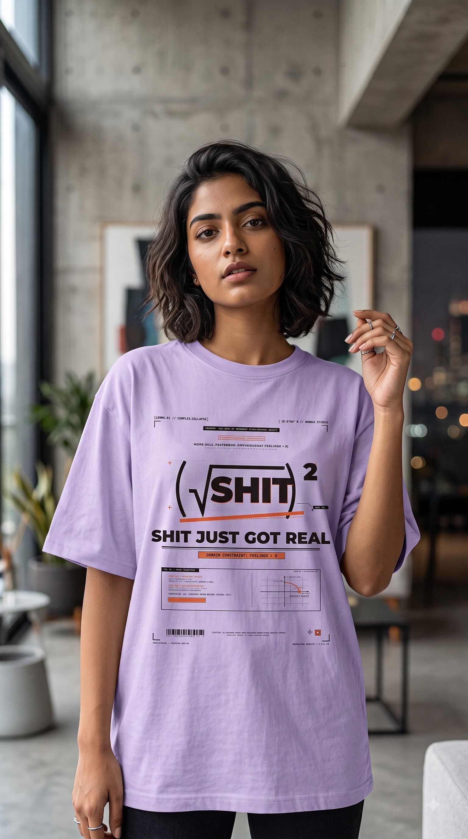 MUDDLY Unisex Oversized Heavyweight Tee (ShitSquare) - Lavender - 240 GSM Streetwear